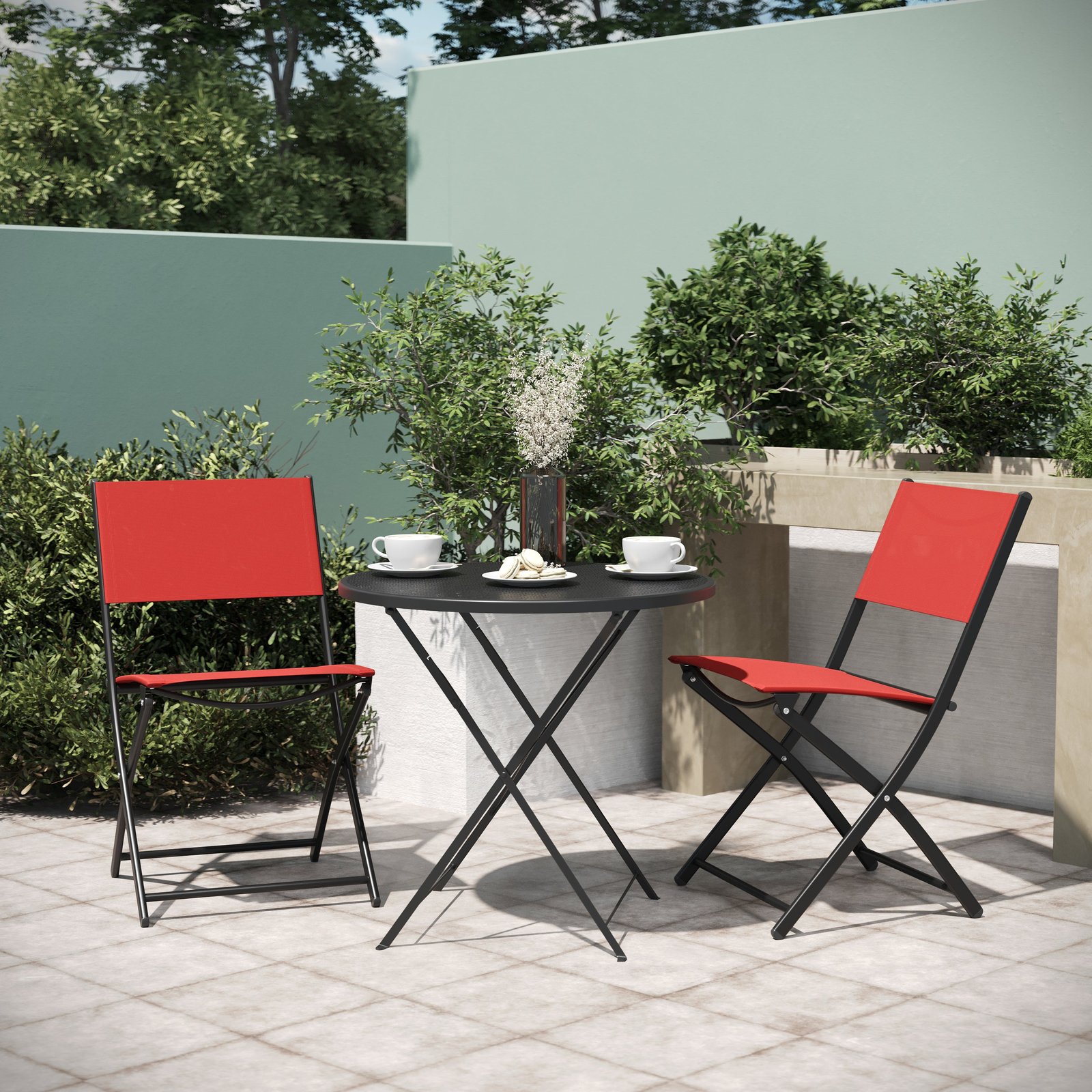 Set of 2 Folding Chairs for Indoor/Outdoor Use with Flex Comfort Material and Steel Frames