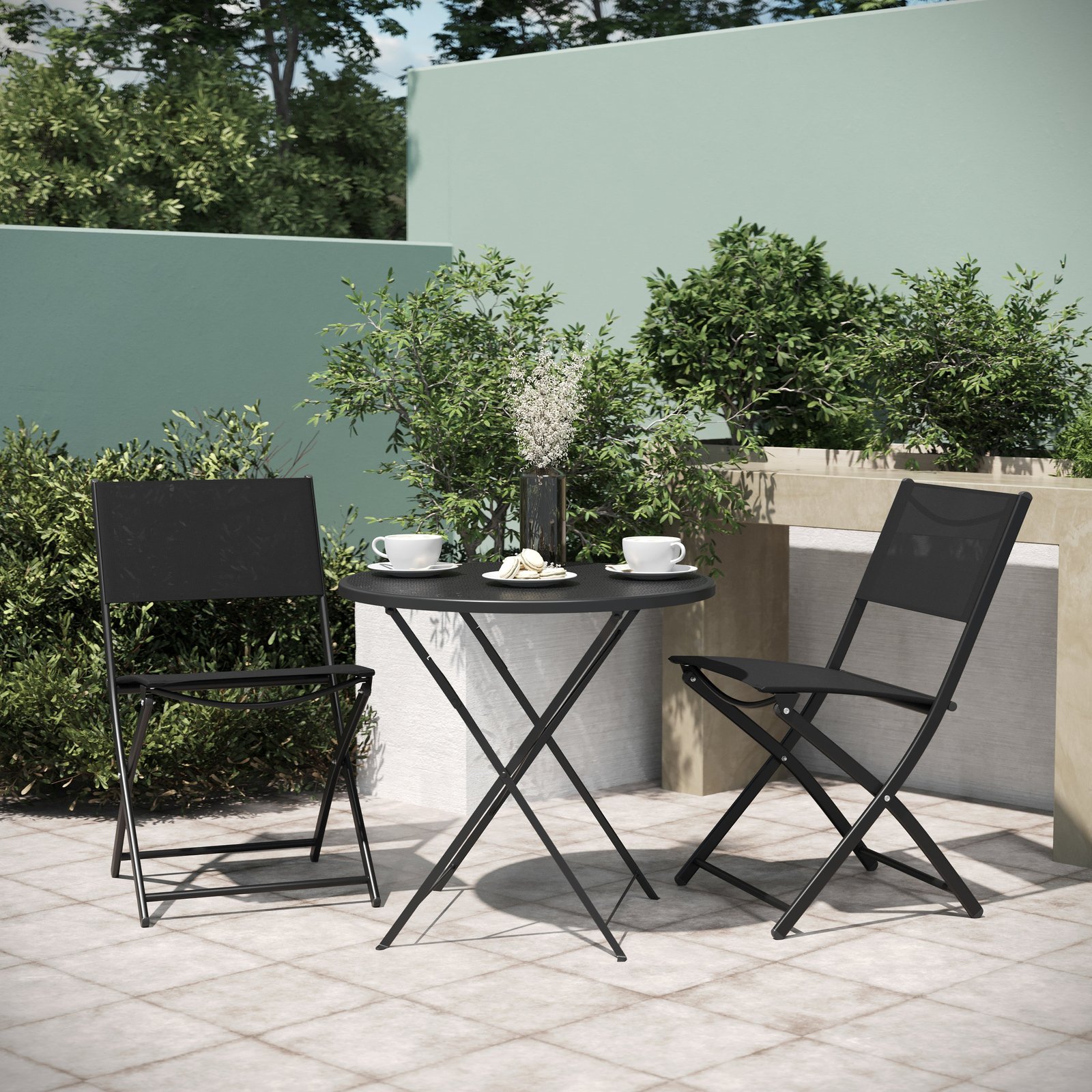 Set of 2 Folding Chairs for Indoor/Outdoor Use with Flex Comfort Material and Steel Frames