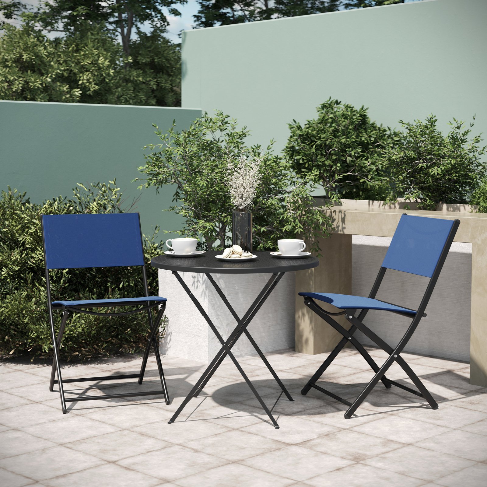 Set of 2 Folding Chairs for Indoor/Outdoor Use with Flex Comfort Material and Steel Frames